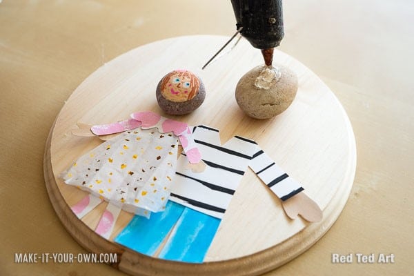 Gluing your Father's Day Dad Rocks project