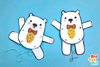 Ted Paper Puppet - Easy Teddy Bear for Kids - Red Ted Art - Kids Crafts