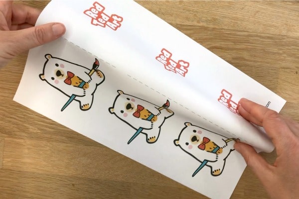 Folding paper to make a double sided teddy bear bookmark