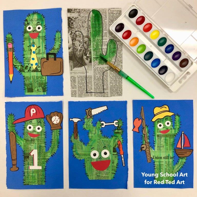 Newspaper Cactus Art for Father’s Day (with Printables)