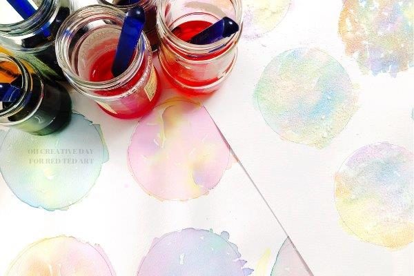 Homemade watercolour painting circles for the Father's Day Art Project