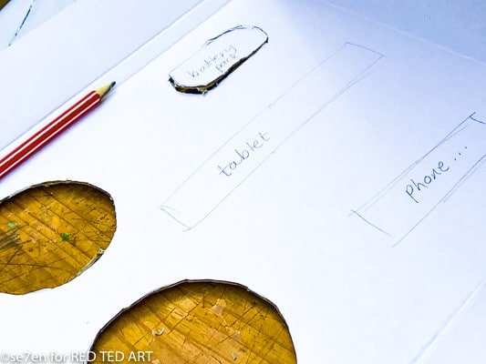 Marking out where you organiser slots will go on the DIY Desk Origaniser