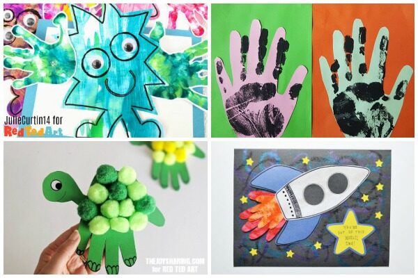 How they grow!  Collage of handprints for toddlers to make for daddy