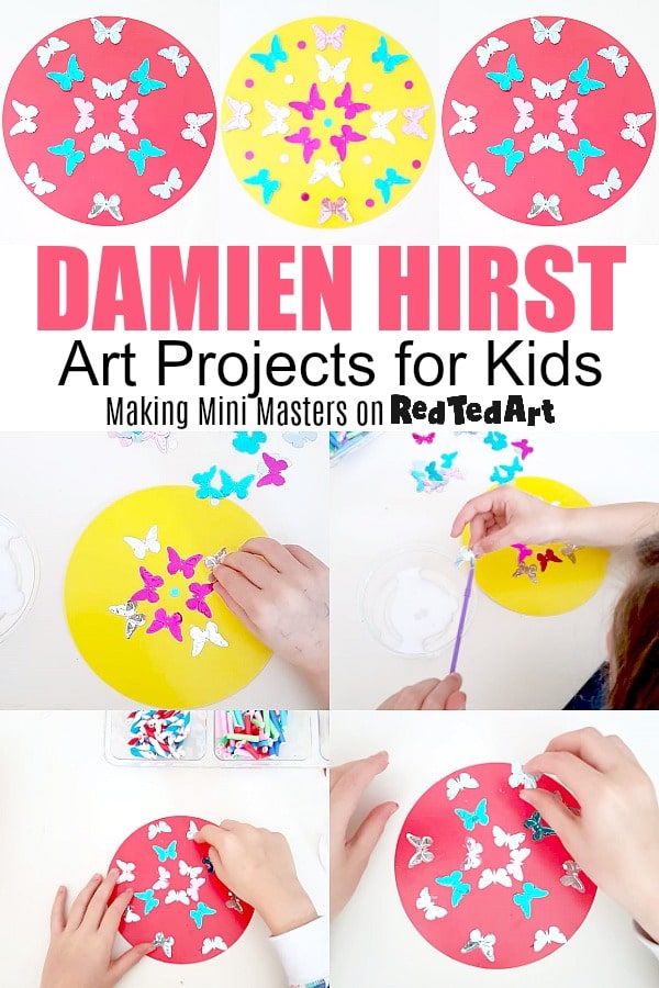 Damien Hirst Kaleidoscope butterfly series for kids - collage of work in progress