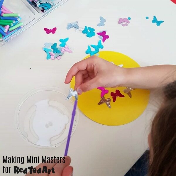 Damien Hirst Kaleidoscope butterfly series for kids - collage of work in progress