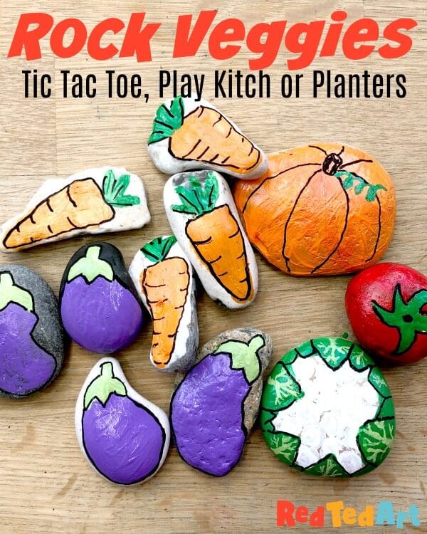 Easy Rock Painting - making rock planters or veggies to play with