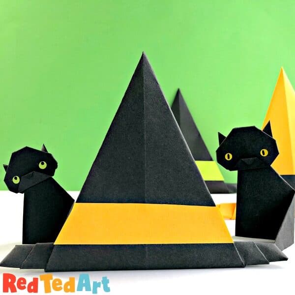 Paper Witch's Hat with black cats