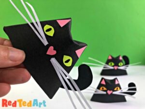 Easy paper black cat for halloween - fun 3d room decor design
