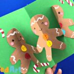 Easy Gingerbread Men Pop Up card made from paper chains for 3d Christmas card fun