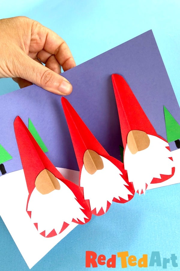 Pop Up Gnome Card DIY for 3d Christmas Fun - Red Ted Art - Kids Crafts