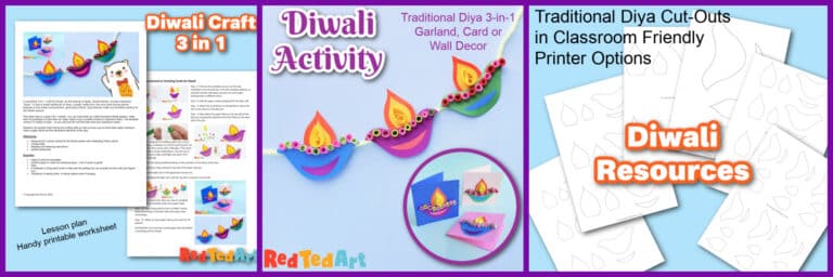 Rocking Paper Diya - Doodle Art for Diwali - Red Ted Art - Kids Crafts