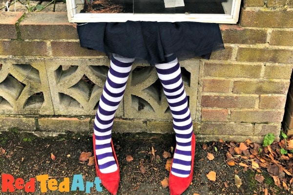 Squashed Witch Legs DIY for our Little Free Library