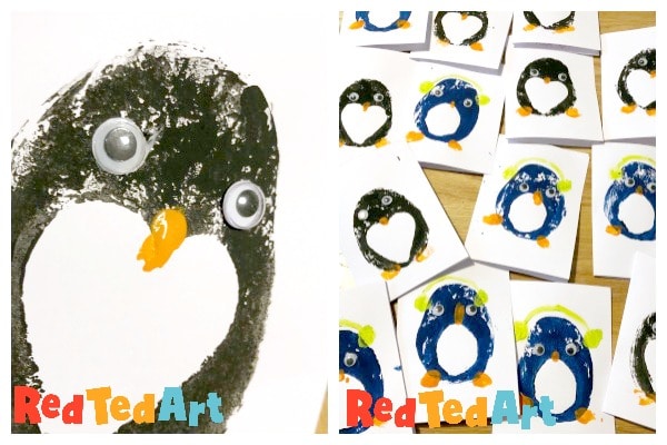 Easy Penguin cards to make with preschoolers