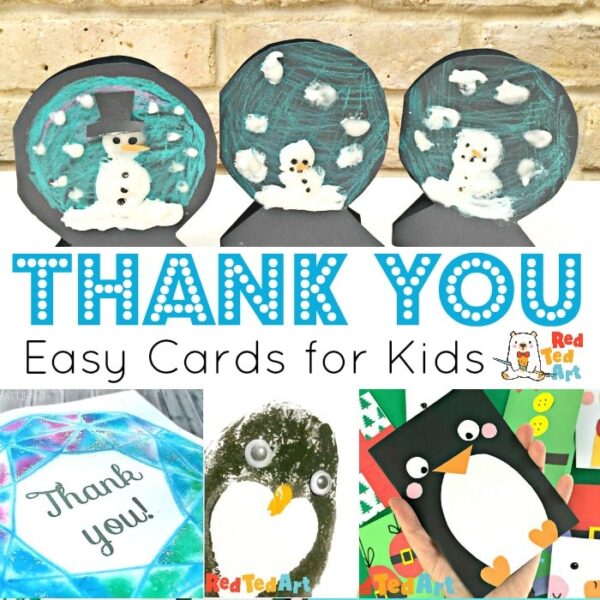 Collage of thank you cards for kids to make
