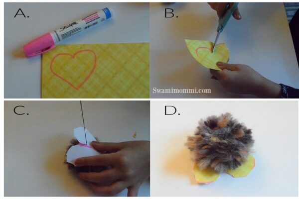 Adding your pom pom love birds feet and message