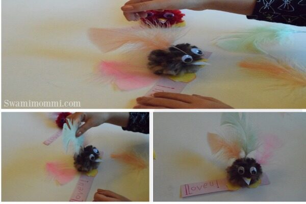Pom pom love birds for valentine's day