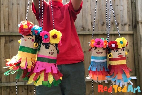 TP Roll Pinata Frida Kahlo style for Cinco the Mayo