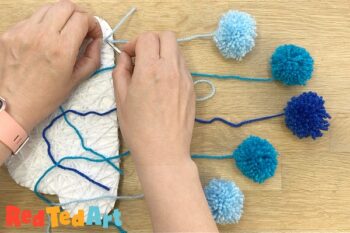 Yarn Wrapped Cloud Rainbows & Pom Poms - Red Ted Art - Kids Crafts
