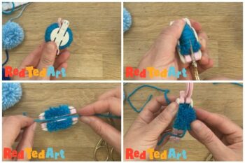 Yarn Wrapped Cloud Rainbows & Pom Poms - Red Ted Art - Kids Crafts