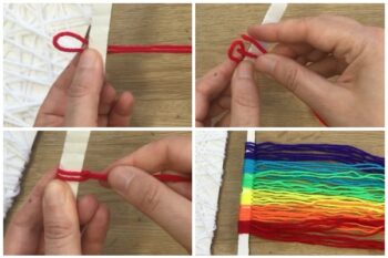 Yarn Wrapped Cloud Rainbows & Pom Poms - Red Ted Art - Kids Crafts