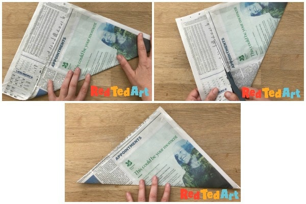 Turn the newspaper in a square