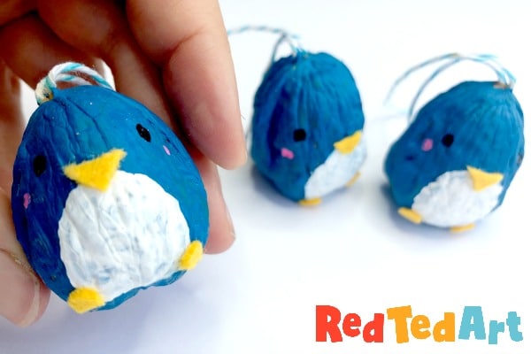 Walnut Penguin Ornaments