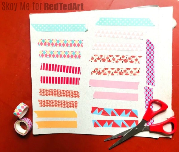 washi tape on cardboard