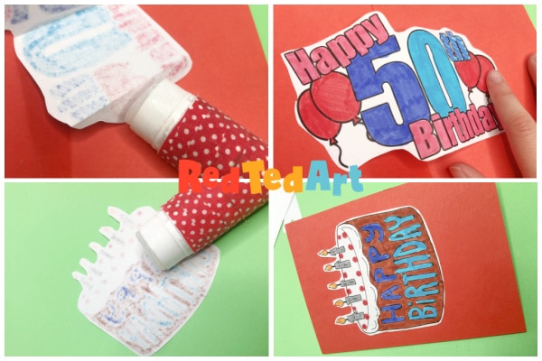 Glue your birthday pop up in place