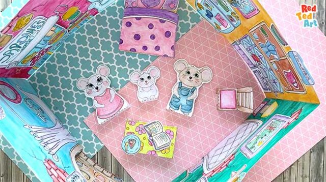 Printable Mouse House Craft - make your own Mouse Family