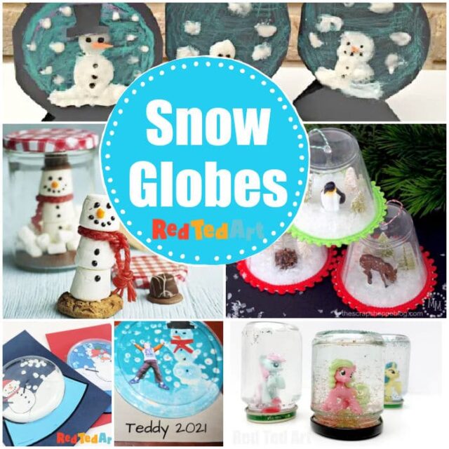 DIY Snow Globe Crafts for Kids - Red Ted art - Easy Winter Crafts