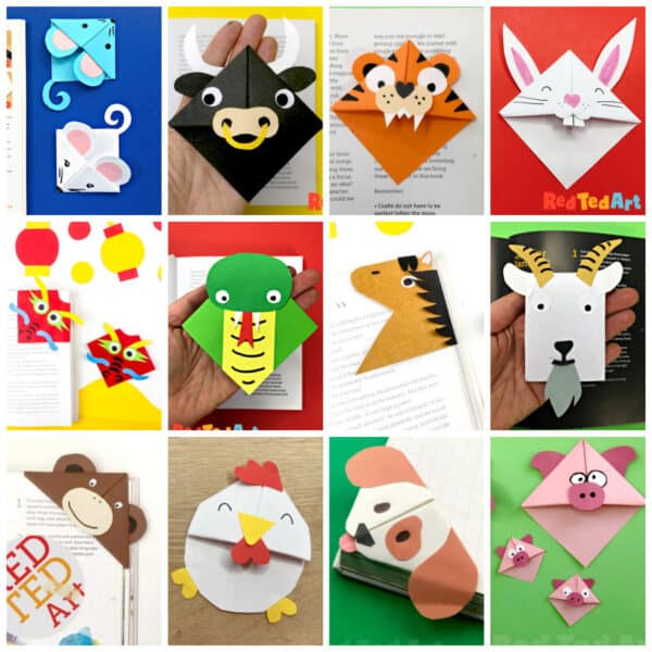 12 Lunar New Year Corner Bookmarks Chinese Zodiac animals