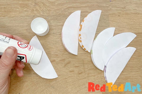 fold and add glue to the eggs