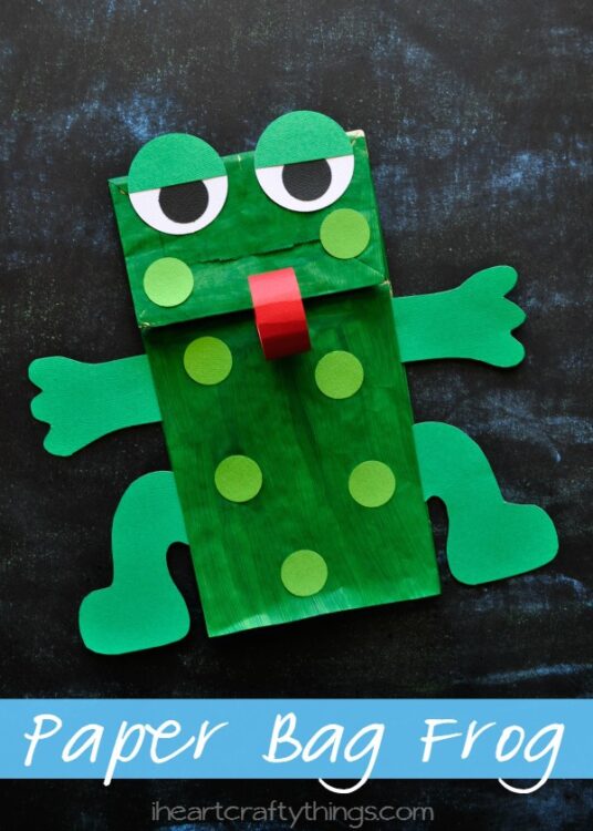 Frog doll with paper bag