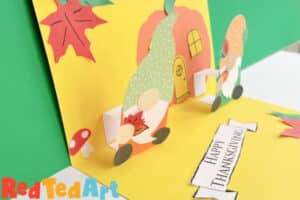 Fall Gnome Pop Up Cards DIY - Red Ted Art - Kids Crafts