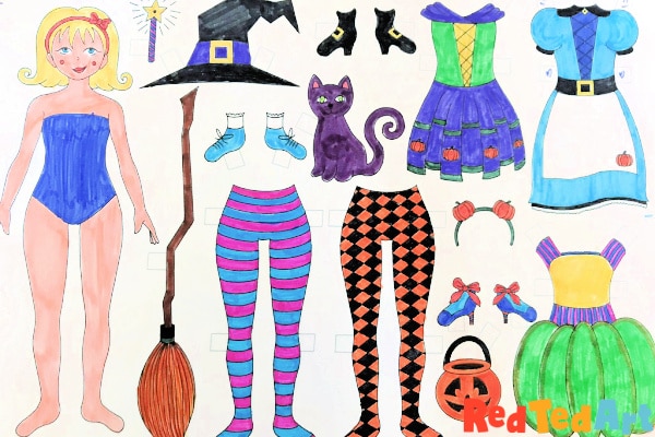 Printable Paper Dolls for Halloween - Red Ted Art - Kids Crafts