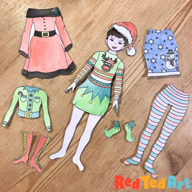 Printable Paper Dolls for Christmas - Red Ted Art - Kids Crafts