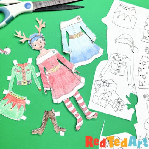 Printable Paper Dolls for Christmas - Red Ted Art - Kids Crafts