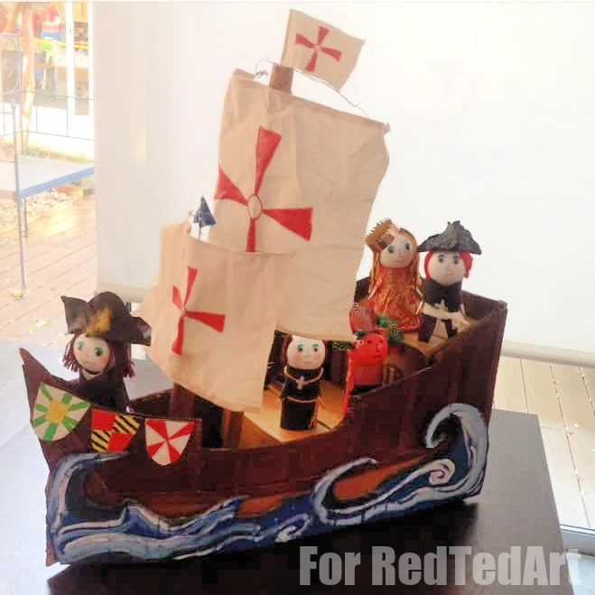 How to make a Pirate Ship from cardboard - easy craft! - Red Ted Art