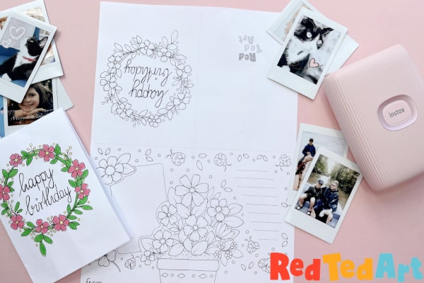 printable birthday cards to color 3d