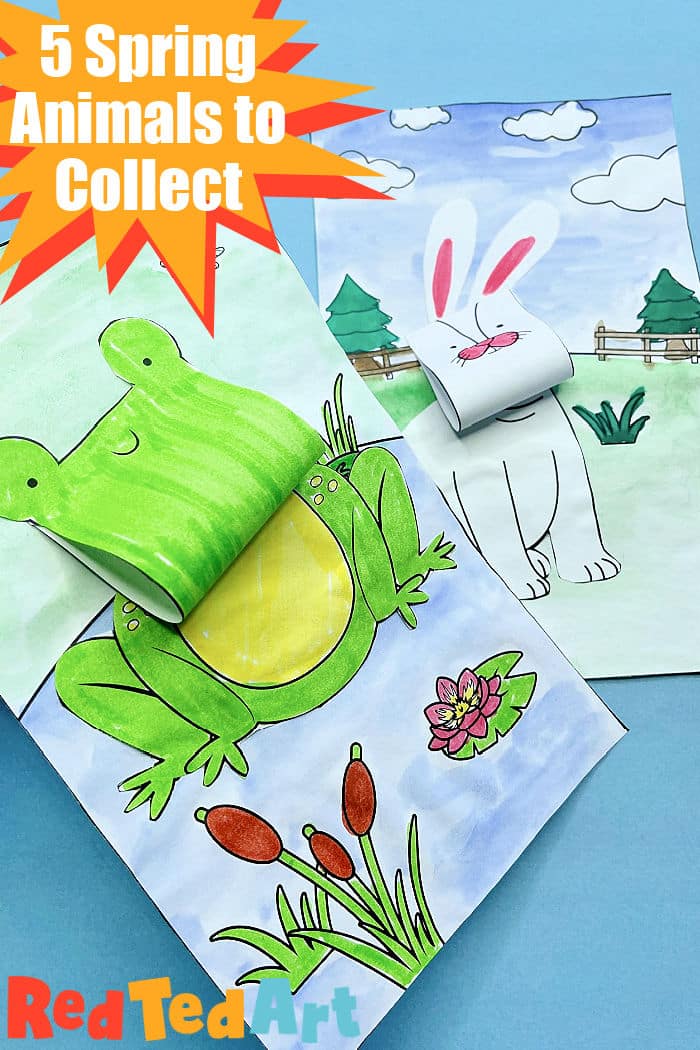 3d Spring Animals - shows a frog and bunny, with info about 5 in total