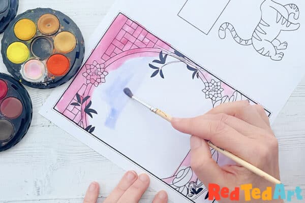 watercoloring the background