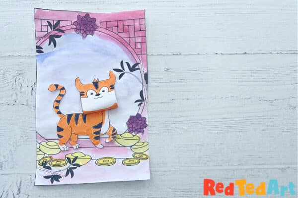 finished 3d Tiger coloring page