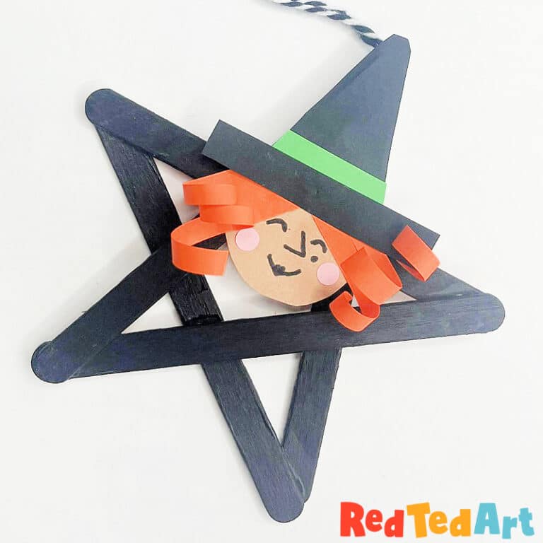 popsicle stick witch ornament