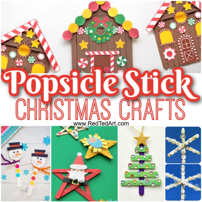 Glittering Popsicle Stick Christmas Trees - One Little Project