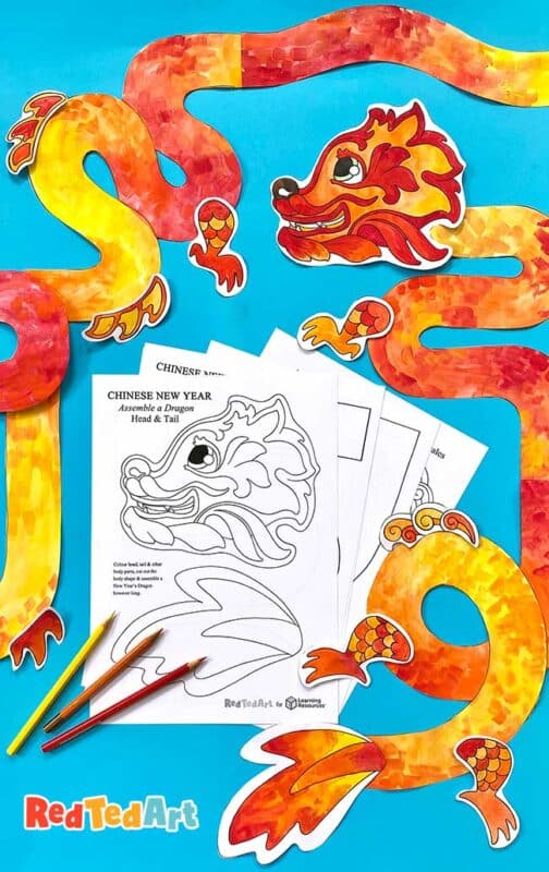 thumbnail image 2 of 12-Pack Chinese Paper Dragon Decorations - DIY Dragon Garland For New Year Parties 2 of 13
