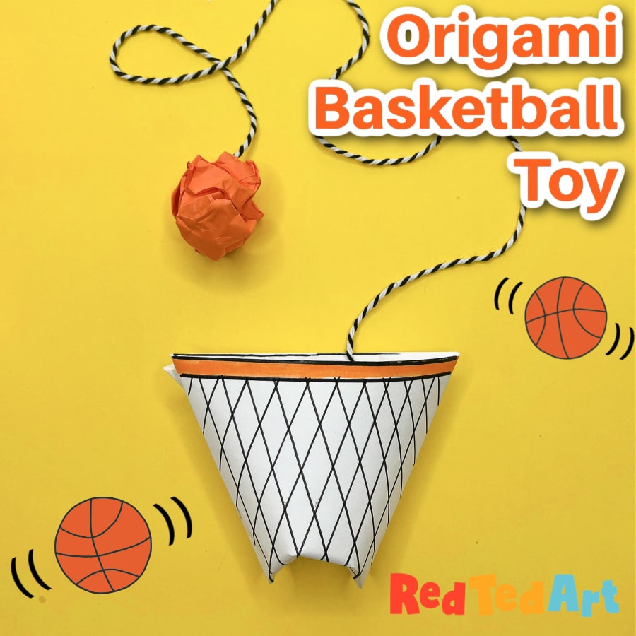 Easy Origami Basketball Paper Toy - Red Ted Art - Kids Crafts