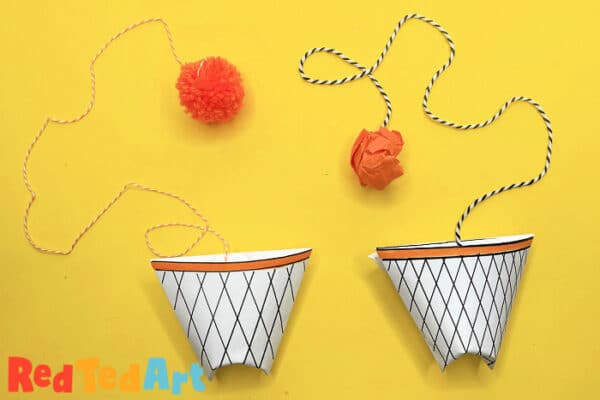 pom pom ball and cup game