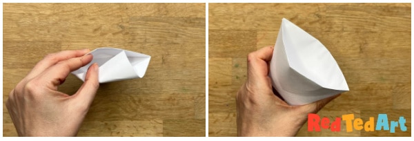fold flaps into the cup