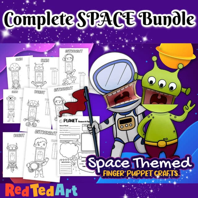 Paper Alien Puppet Printables Coloring Pages for Kids - Red Ted Art ...