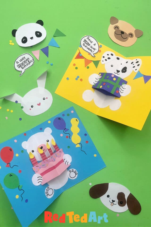 3d Birthday Cake Card - Red Ted Art - Kids Crafts